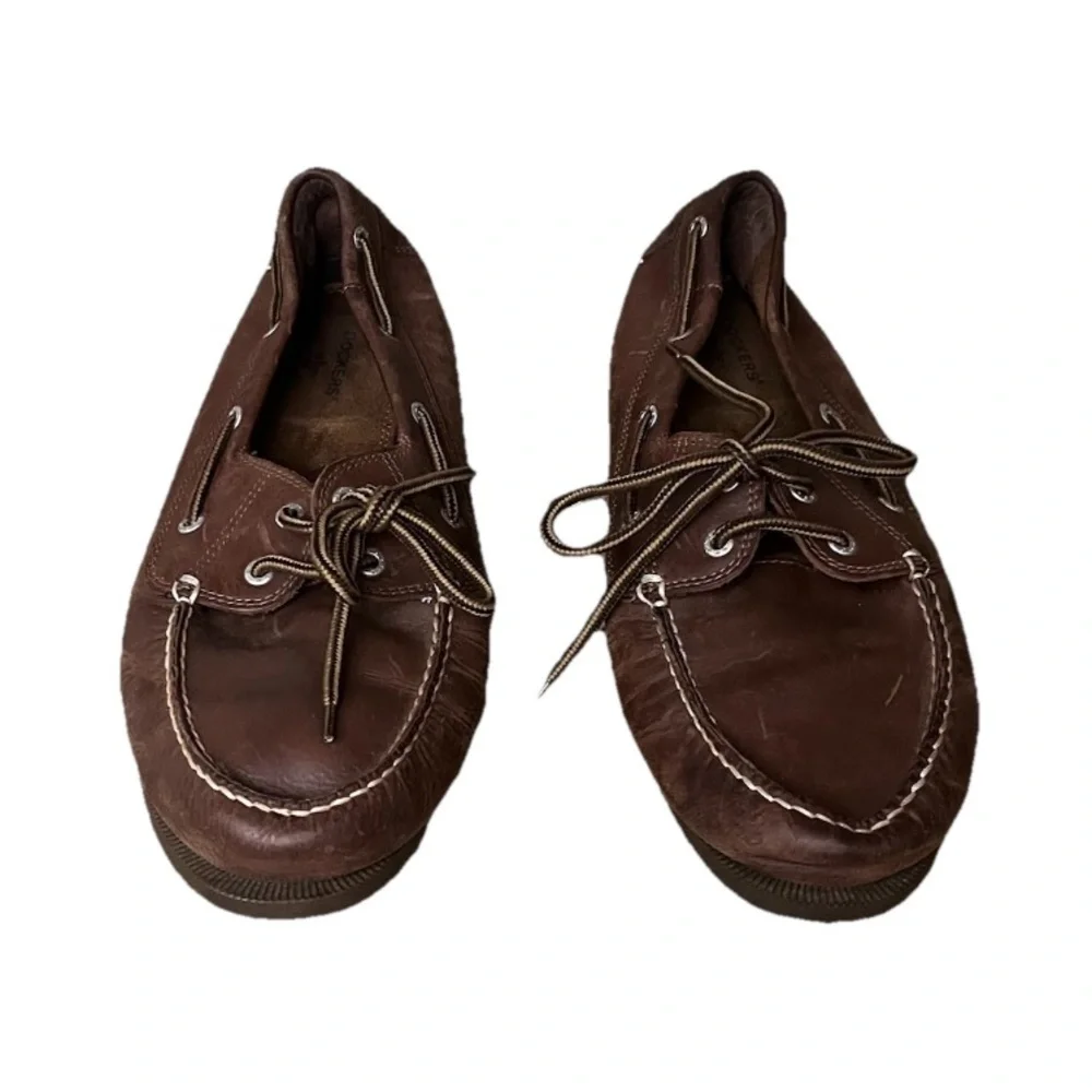 DOCKERS Men's Vargas Leather Chocolate brown Boat Shoe Preppy Fishermen Angler